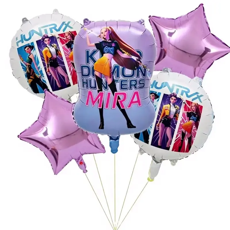 K-Pop Hunters Inspired Foil Balloons Set – Anime Style Party Decor