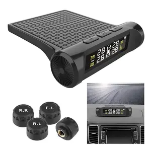 Car TPMS Solar Powered Auto Security Alarm System, Easy Installation Vehicle Tyre Pressure Digital LCD Display with Automative Accessories, Car Tire Pressure Monitoring System, Car Tire Sensor, Gifts for Boyfriend