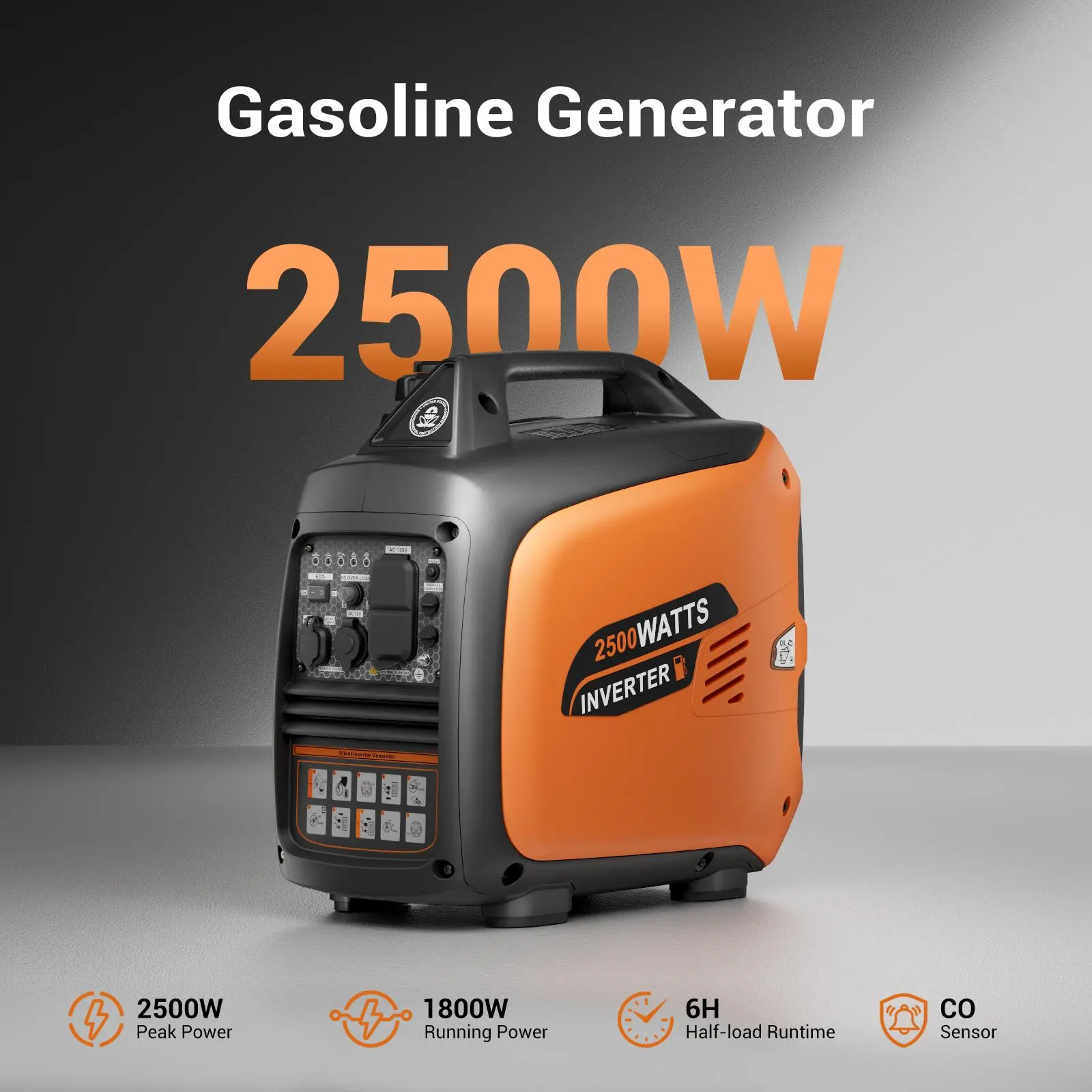Efurden 2800-Watts Portable Inverter Generator, Gas Generators for Home Use, Camping, Super Quiet Emergency Home Backup, with Fuel Shut Off, 1.1Gal Fuel Tank, 39Lbs, EPA Compliant