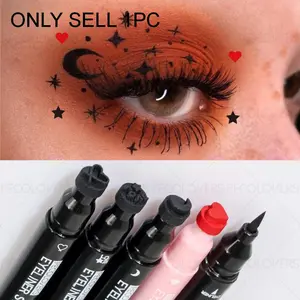 3PCS/Set Double-ended Liquid Eyeliner Pen with Stamp, Waterproof and Smudge-proof, Not Easy To Fade, Smooth Application, Creates Exquisite Eye Makeup, Quick-drying, Suitable for Daily and Party Looks, Eye Makeup Product, Eyeliner Pen Cosmetic