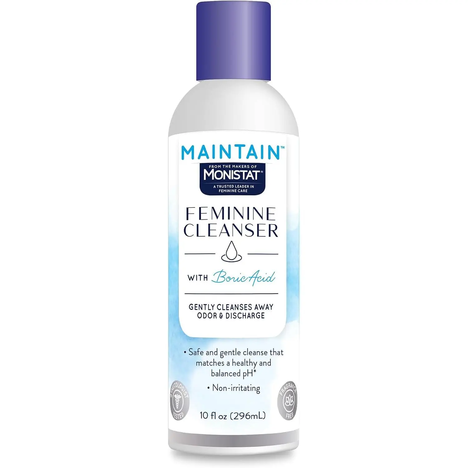 Monistat Boric Acid Feminine Wash, Fragrance-Free Intimate Wash for Women with Gentle pH-Balanced Formula, 10 Fl Oz