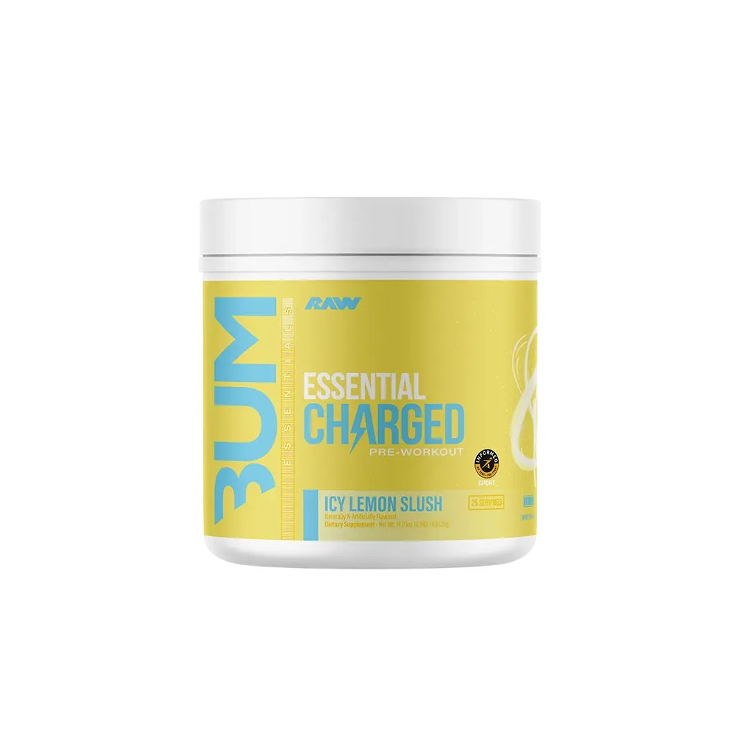 RAW Essential Charged Pre Workout Powder – High Stim Energy, Focus & Pump – 350mg Caffeine, 6g Citrulline, 3.2g Beta Alanine, Alpha-GPC & Dynamine – Pre Workout Supplement – 30 Servings