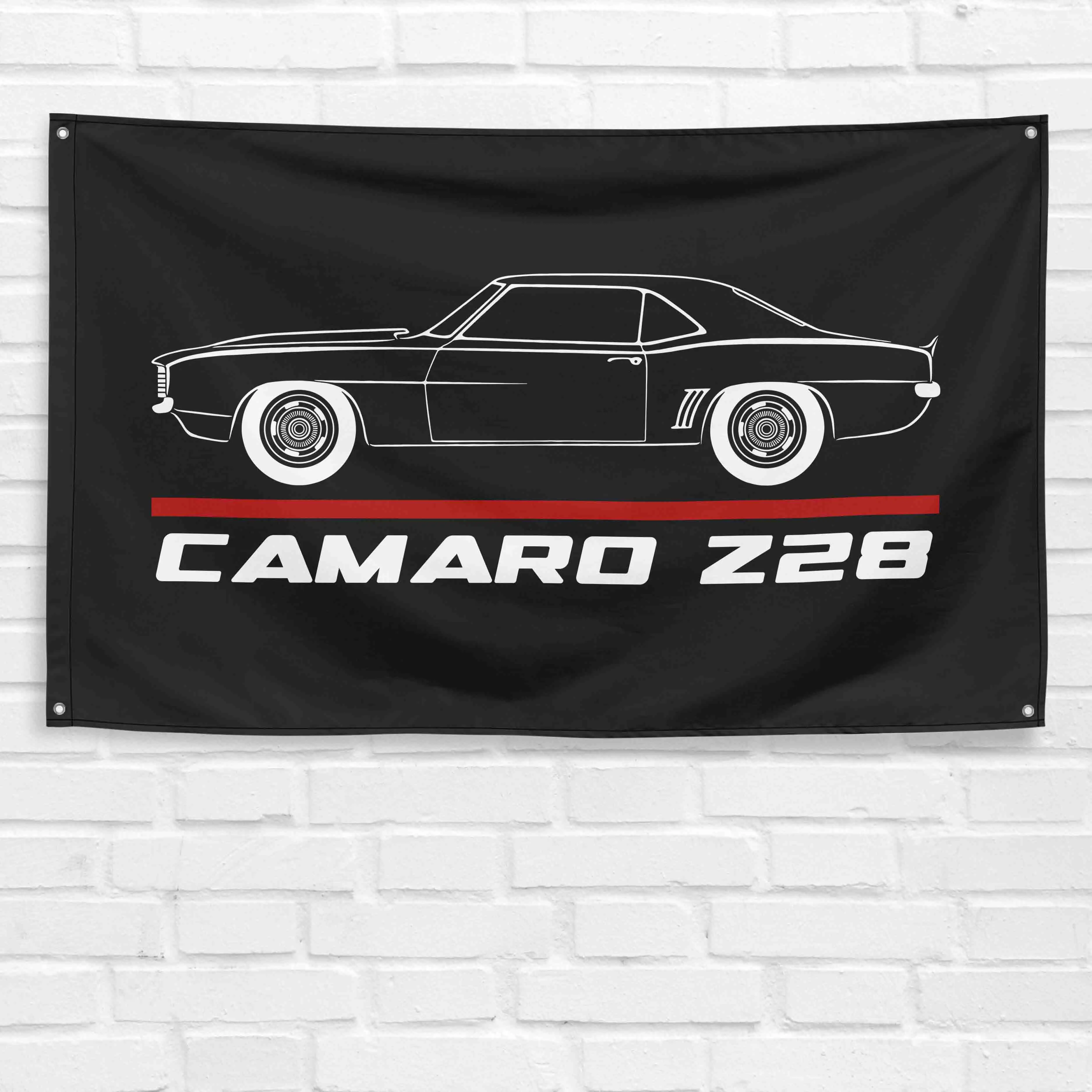 1969 Camaro Z28 Grommeted Polyester Banner - 3x5 ft Lightweight Synthetic Decoration, Garage Wall & Room Decorations, Birthday Party Backdrop Gift (Fits Home/Festive Use)