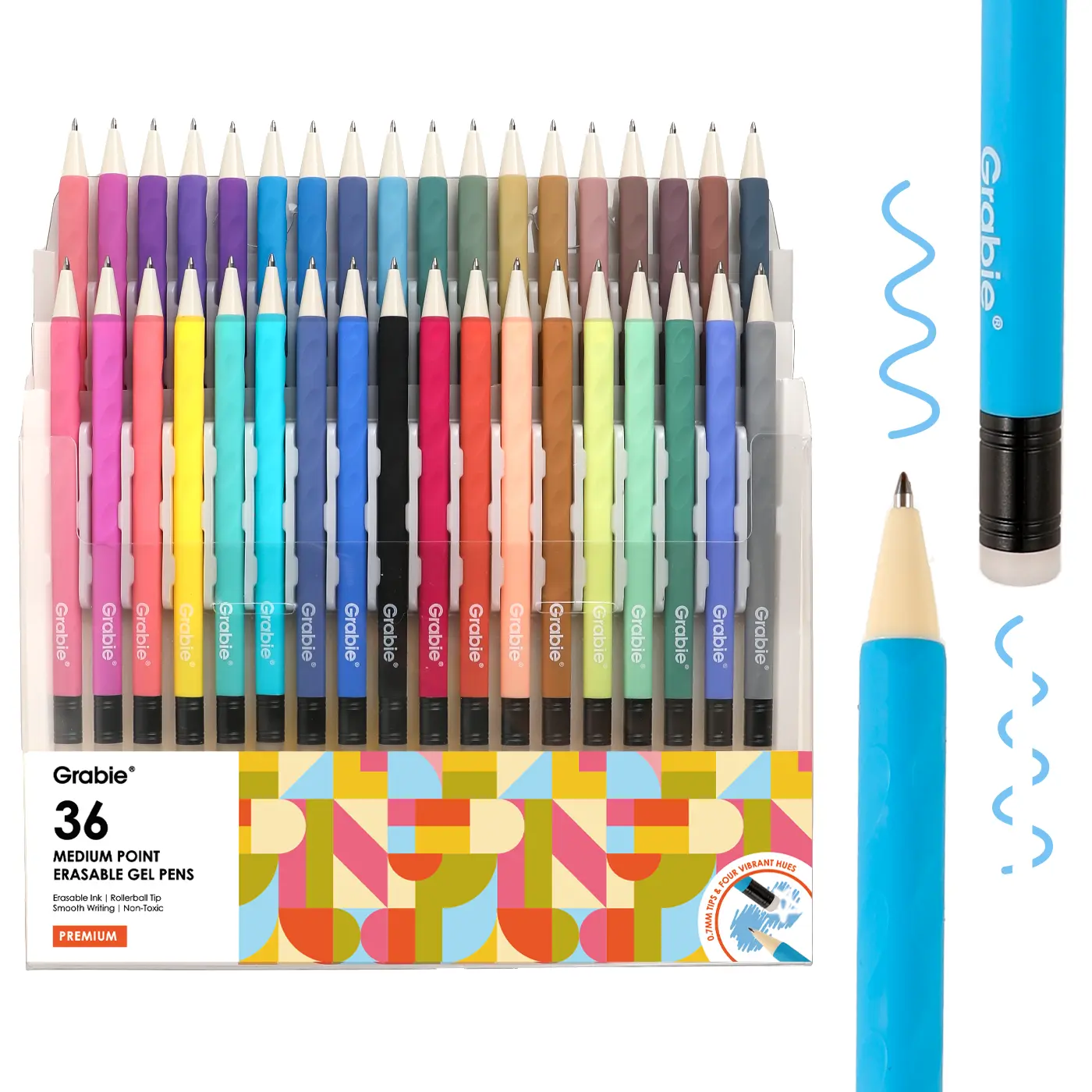 Grabie Erasable Gel Pen Set, Back to School, Medium Point Pens with Eraser for Everyday Use & Educational Purposes, for planner, students, teachers, nurses and artists, magical pen, Class Reward Gift Idea, School Supplies