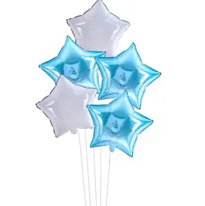 5 18in blue and white star balloons