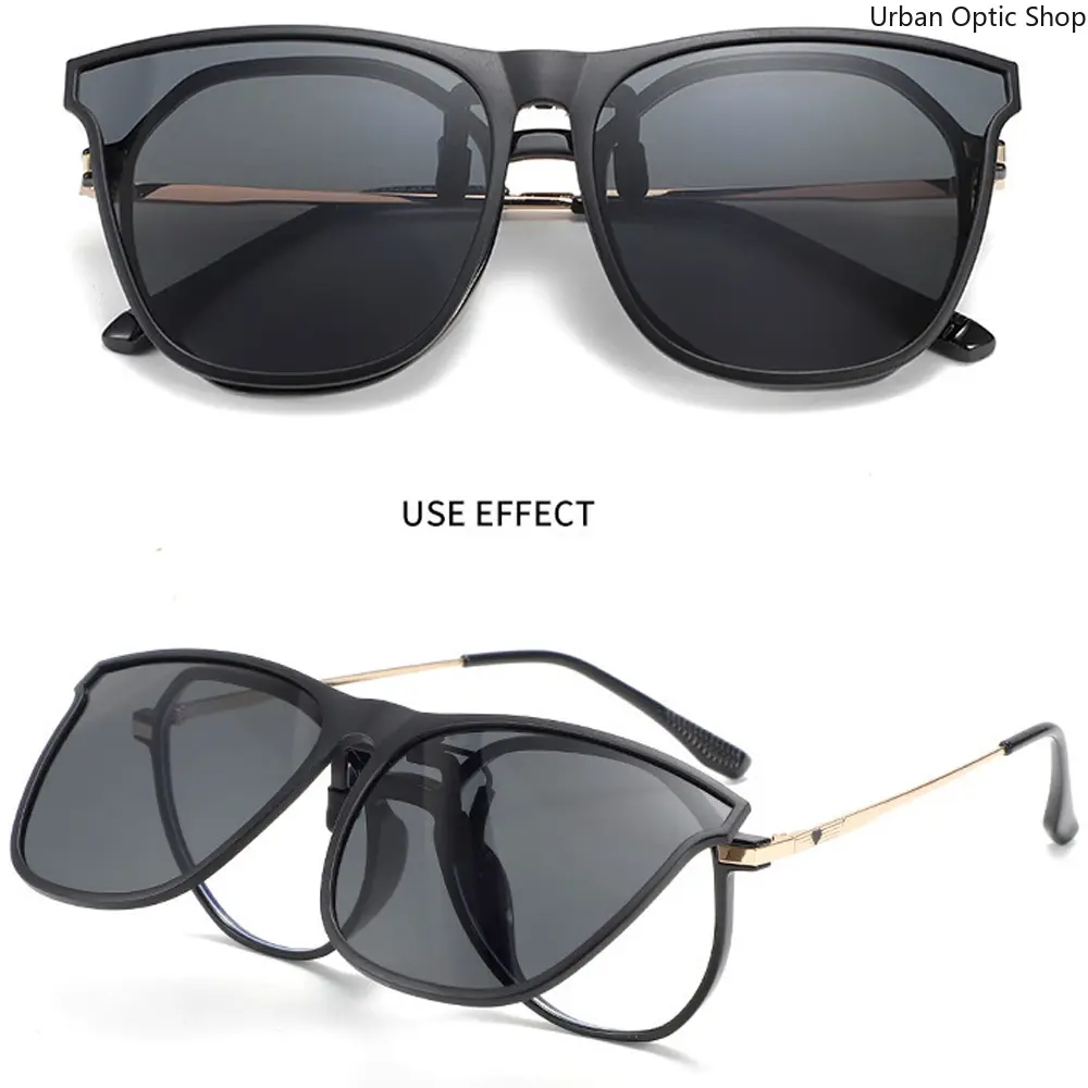 XUH High Quality Unisex Polarized Clip-On Sunglasses - Vintage Square Frames, Over-The-Glass Prescription-Friendly, UV400 Protection, Antiglare, Rubber Accents, Sunglasses for Women, Less Squinting, Helps Eyes Relax During Long Drives, Daily Outdoor Use