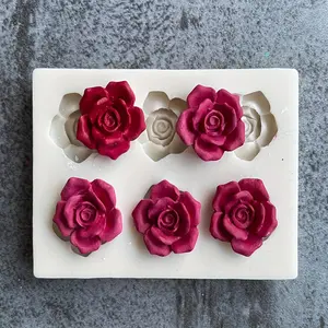 6 Hole Rose Flower Shaped Silicone Mold, 1 Count DIY Candle & Soap Making Mold, Handmade Soap Making Tool for Home Decor