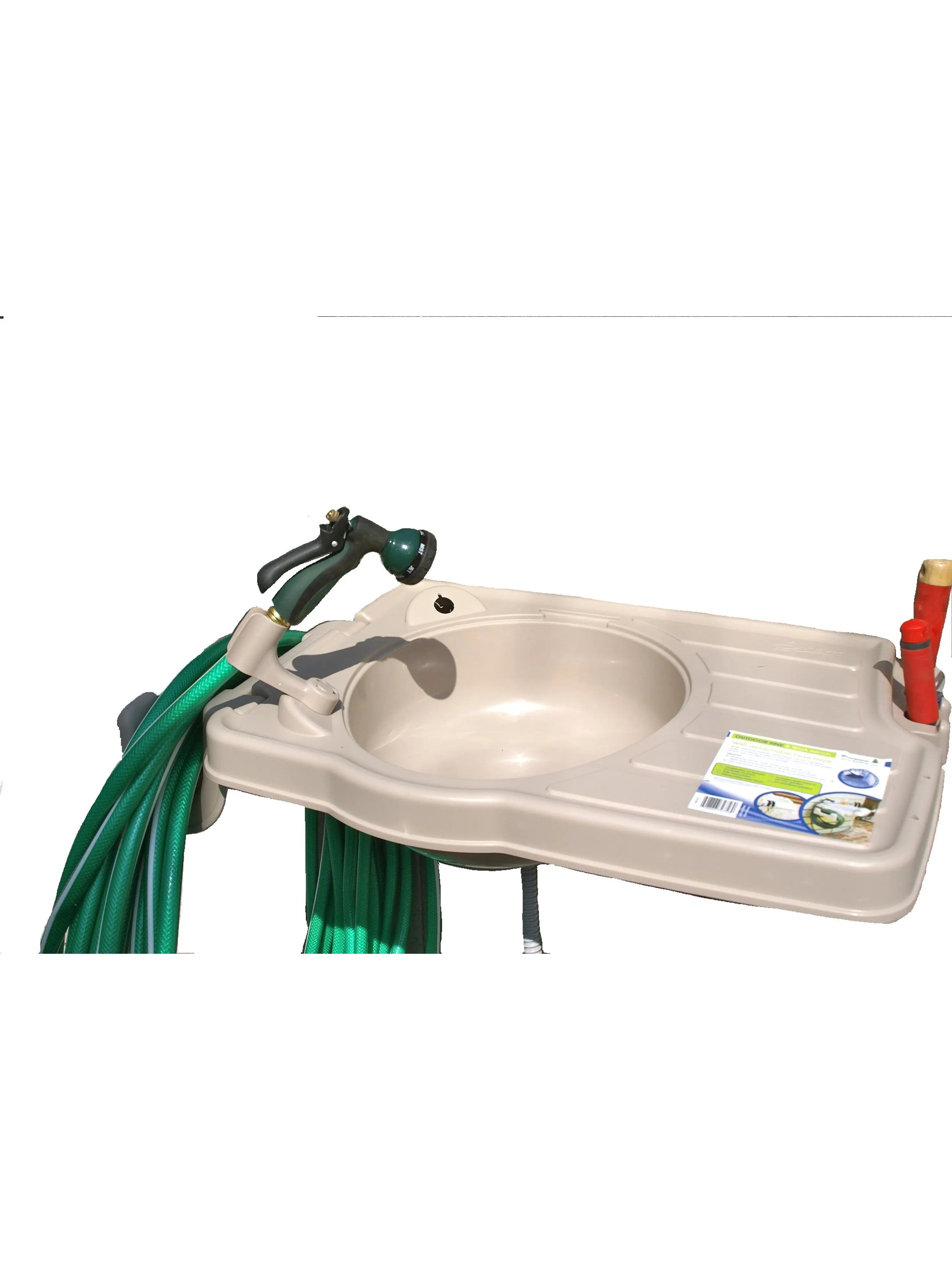 Riverstone Industries Large Portable Single Bowl Outdoor Garden Sink with Faucet Hose Attachment - Affordable Home Improvement Kitchen Fixture for Cleaning