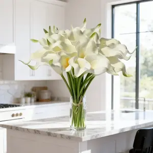 【Memorial Day】Silvanest 10/20/30pcs Artificial Calla Lily Flowers, Real Touch White Faux Flowers with Bendable Stems for Wedding Bouquet, Bulk Party, Home Decor, Mother’s Day Floral Gift