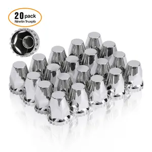 Flat Top Lug Nut Covers, 33mm by 2-3/4" Thread On Chrome Nut Cover Caps ABS Plastic Anti-Rust Screw-on Lug Nut Covers for Semi Trucks