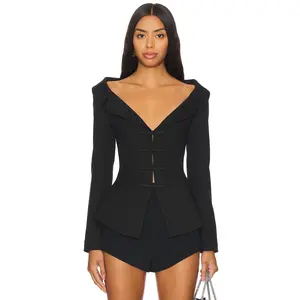 SAU LEE Nicola Top in Black