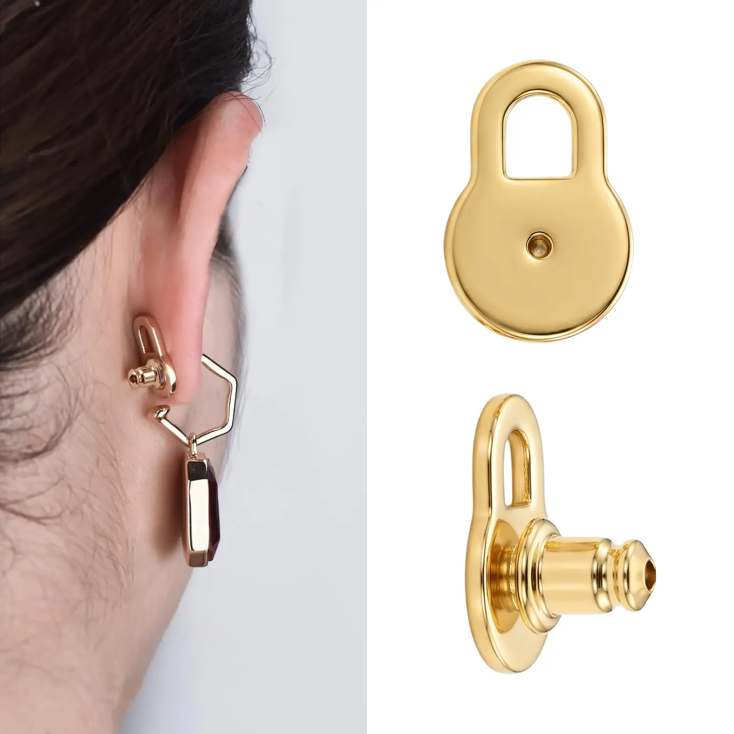 &2Pcs 14K Gold Plated Earring Lobe Lifters for Heavy Earrings for Women,Earring Backs for Droopy Ears - Comfortable Earring Backings for Studs - Trendy Fashion Jewelry Accessories,#SummerWins#DealsForYouDays(y-0)