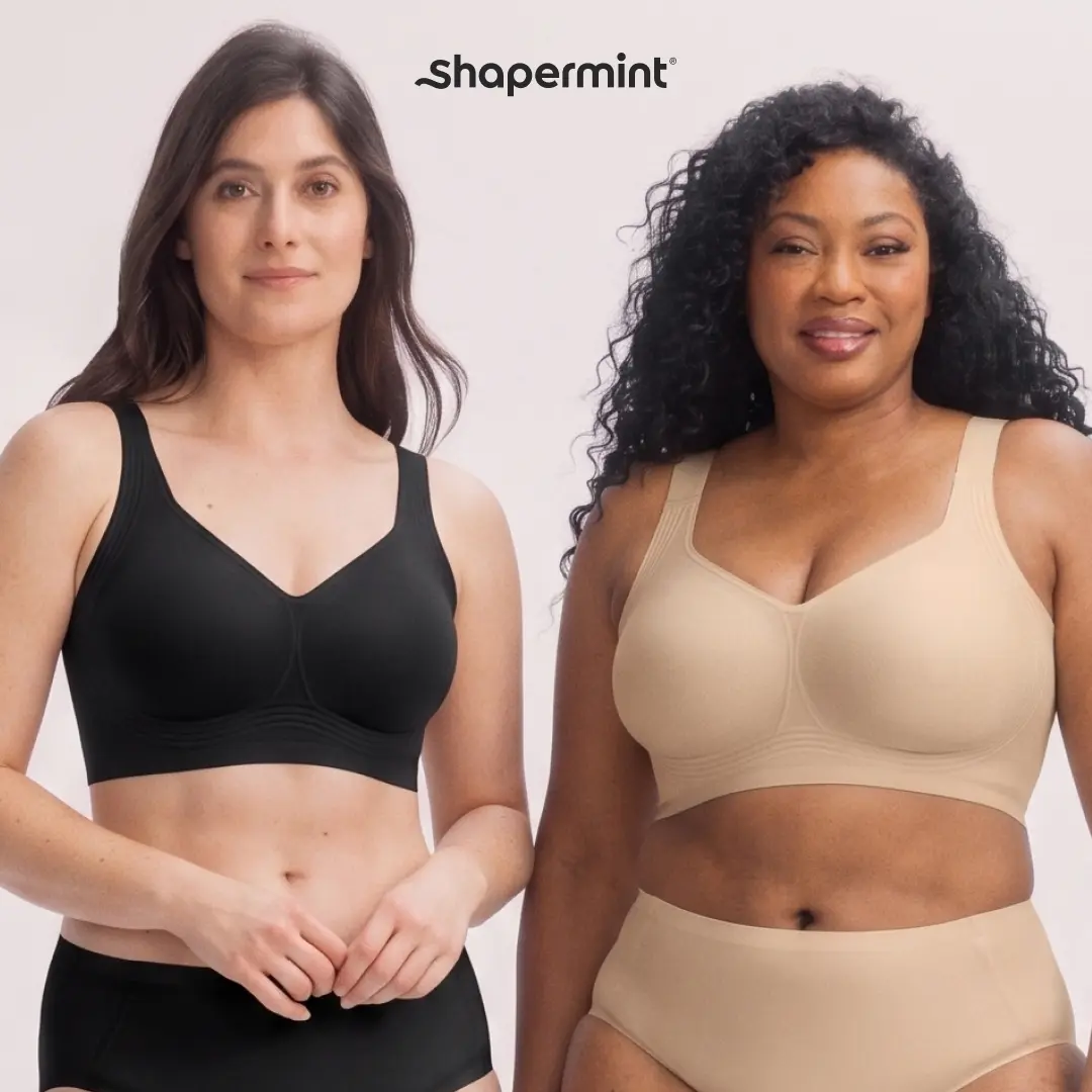 Shapermint Essentials Everyday Wireless Jelly Bra | Wirefree Full Coverage T-Shirt Bra with Jelly Lift Support & Convertible Straps