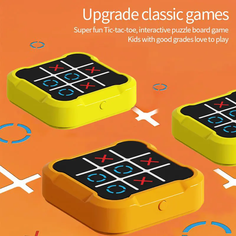 3-in-1 Rechargeable Digital Tic-Tac-Toe Handheld Game Console - Portable Tabletop Family Game, Interactive Road Trip Activity, Educational Unisex Toy Gift for 3+ Years Kids & Adults