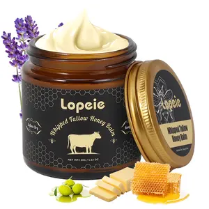 Whipped Grass-Fed Beef Tallow Honey Balm - 4 Oz,Moisturizing Cream for Soft, Smooth Skin - Handmade All-Natural Moisturizer - Lavender