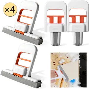 Mini Foldable Desktop Mop – Portable Self-Squeezing Handheld Sponge Mop for Wet & Dry Use on Kitchen Countertops, Glass, Bathroom & Car Interior (Orange)