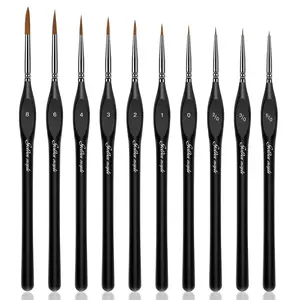 Detail Paint Brushes Set 10pcs Miniature Brushes for Fine Detailing & Art Painting - Acrylic, Watercolor, Oil, Models, 40k