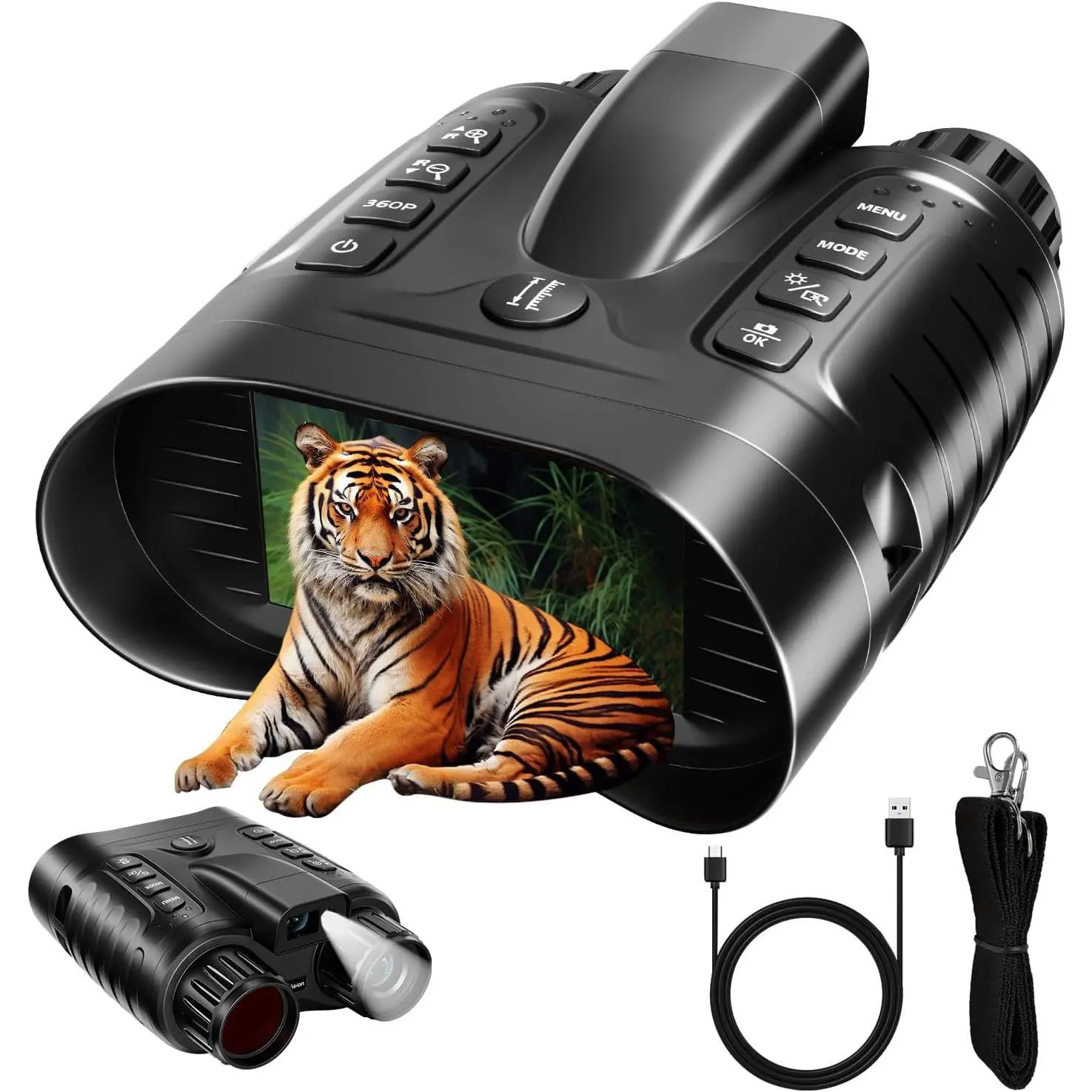 Night Vision Goggles with Rangefinder – 4K Full Dark HD Binoculars for Adults, 8× Zoom, 36MP Still Image & 4K Video, Infrared Illuminator, Laser Distance Meter – for Hunting, Camping, Wildlife & Home Security