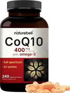 CoQ10 400mg with Omega 3 Fatty Acids High Absorption Formula Supports Heart Health Energy and Antioxidant Protection Extra Strength Coenzyme Q10 Supplement 240 Capsules