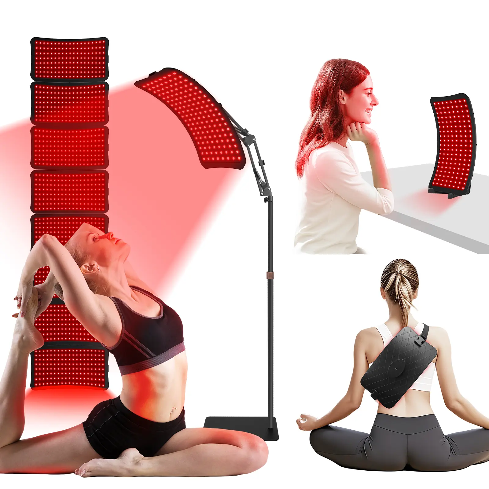 Veefy Red Light Therapy Device – 660nm Red & 850nm Infrared LED Lamp for Face & Body, Versatile Design with Stand, Legs & Strap, Well-Made and Easy to Use