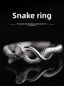 Coiled Serpent Snake Ring, Unisex High-End Trendy Index Finger Ring, Minimalist Open Ring for Daily Wear, Weddings, Parties, Ideal Gift