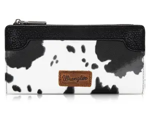 Wrangler Cow Print Minimalist Wallet for Women Credit Card Wallet Ladies Travel Wallet Card Cases leather
