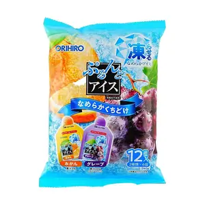 ORIHIRO Japanese Chilled Jelly - Orange Grape Flavor, 12 Pack, 240g | Low Calorie, Zero Fat, Frozen Treat