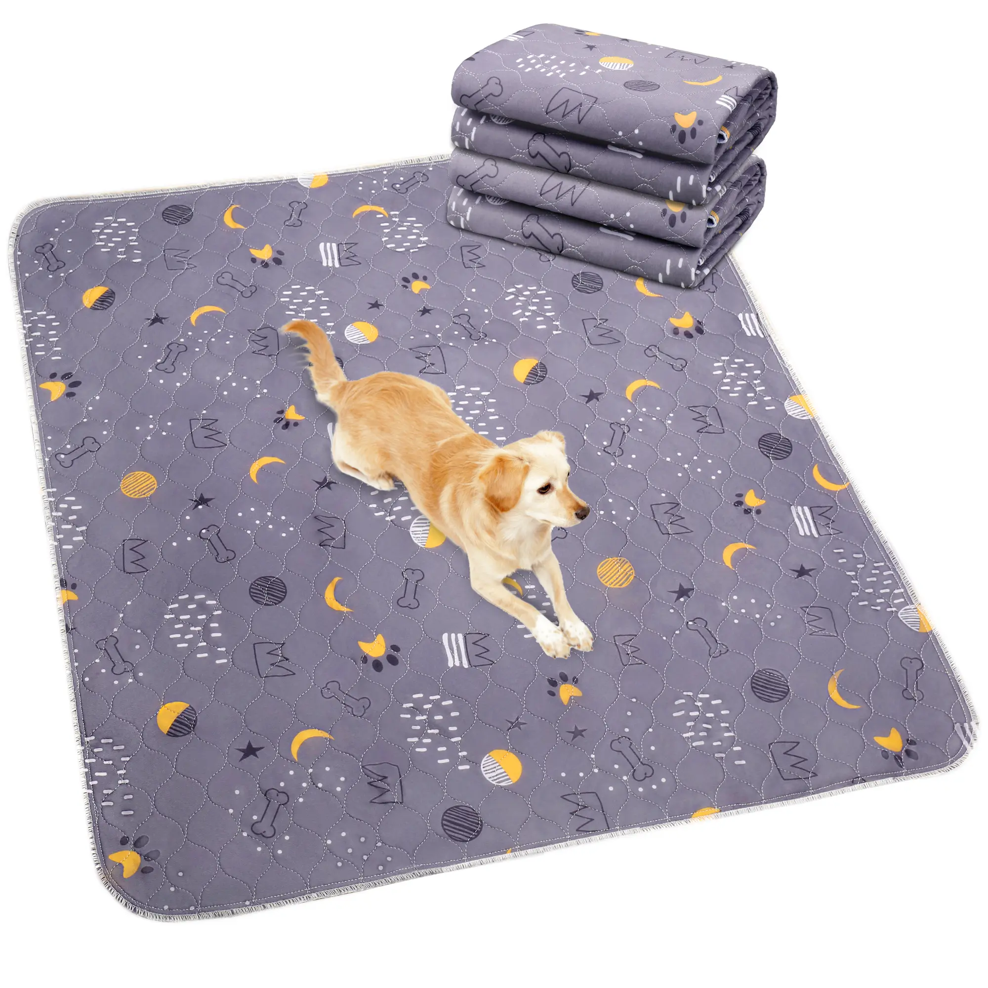 Washable Pee Pads for Dogs 2 Pack Reusable Puppy Pads Waterproof Pet Training Pads, Non-Slip Dog Mats Fast Absorbent Whelping Pads for Playpen, Potty, Crate, Bed, 34” x 36”