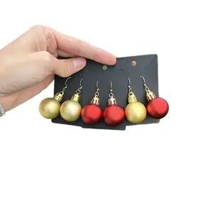 Christmas Ornament Earrings in Red and Gold Colors Festive Holiday Jewelry for Women