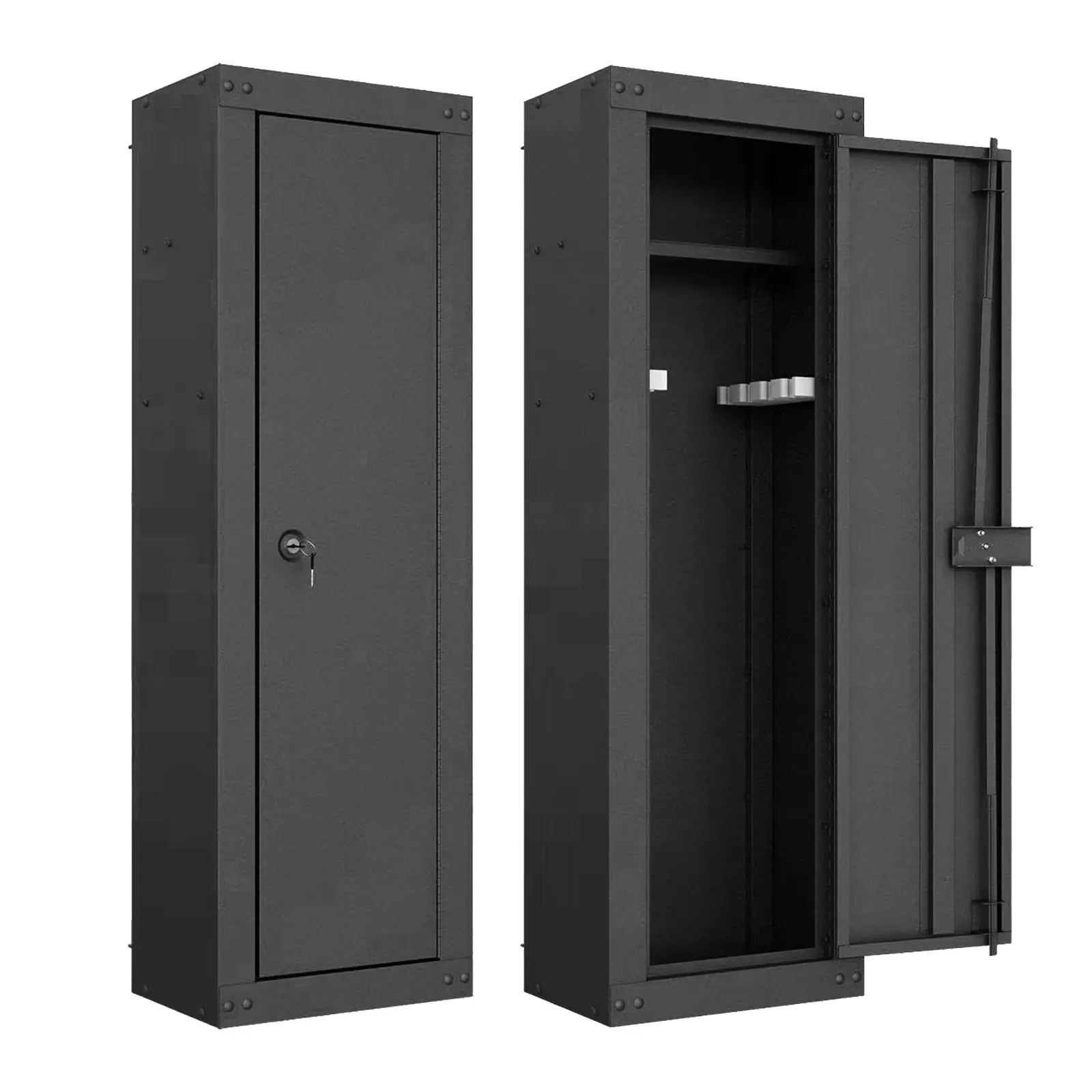 COSTWAY - 8 Rifle Safe Large Gun Cabinet with Storage Shelf-Black