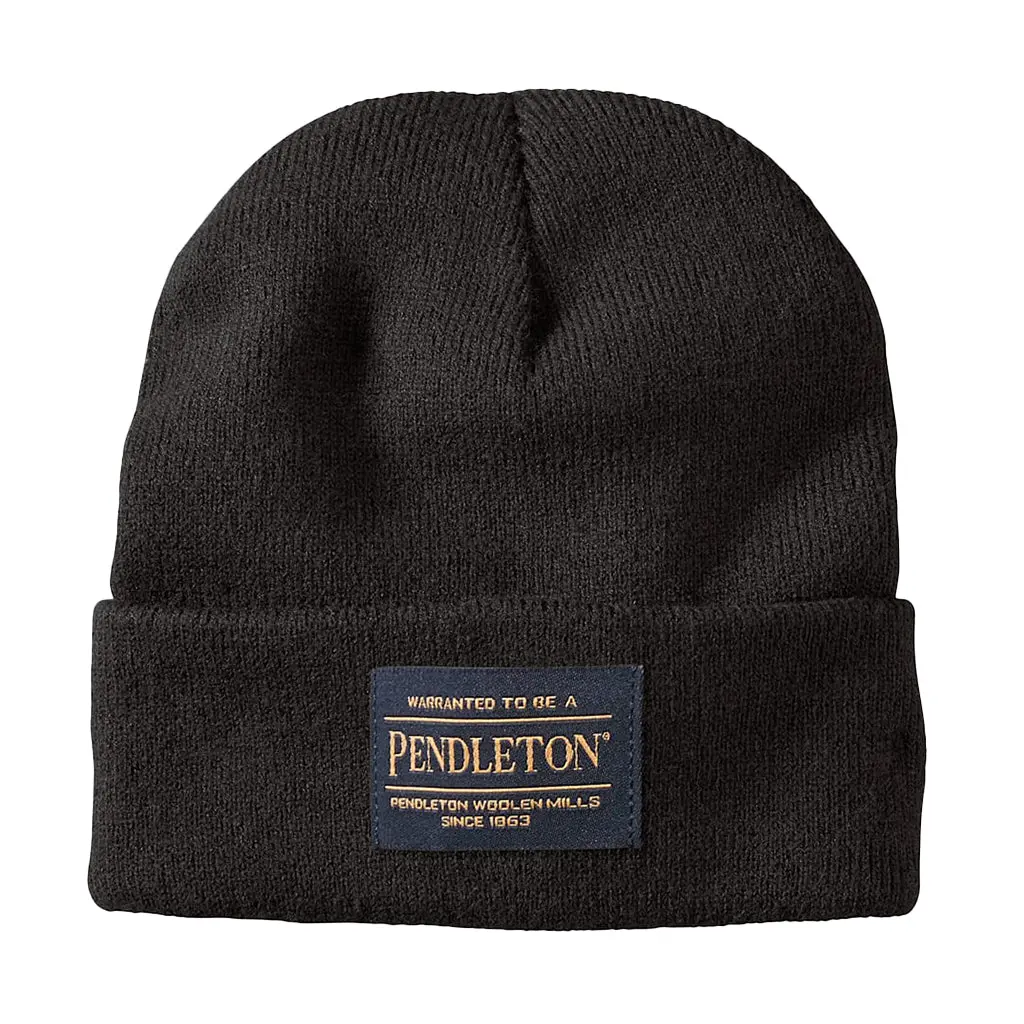 Pendleton Knit Beanie Hats - Black Fashion Accessory, Soft Ribbed Knit, Acrylic Material, Hand Wash Only, Stretch Fit