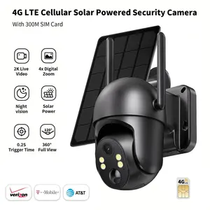 [Live View]4G LTE Cellular Solar Surveillance Security Camera – 2K HD Video 360° View,No WiFi, Remote APP Controlled,WaterProof,MotionActivated, NightVision, 4GData Card Included (Data refill is required for Unlimited 4G data usage)