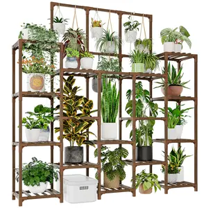 Plant Stand Indoor Outdoor 63" Tall Plant Shelf for Plants 14-Tier Large Plant Sheves for Living Room Heavy Duty Plant Rack Garden Balcony Patio Hanging Planter