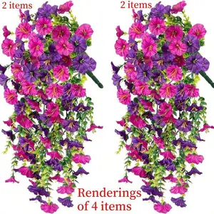 2/4/8Pcs Artificial Morning Glory Vine, Fake Flower Vine, Decorative Flowers for Home Party Wedding Outdoor Yard Wall Hanging, Fruit, Artificial Flowers for Outside