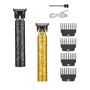 LQT Rechargeable T-blade Men's Hair Clipper Zero-gap Engraving Trimmer Wireless Grooming Kit with 4 Guide Combs & USB Charging Cable Available in Black and Gold Barber Clippers Set Hair Cutting Kits