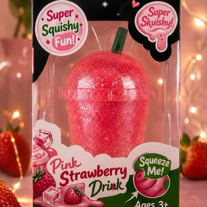 Glitter Boba Cup Squishy Toy | Tiny Fruit Filling | Sugar Texture | Soft Stress Relief