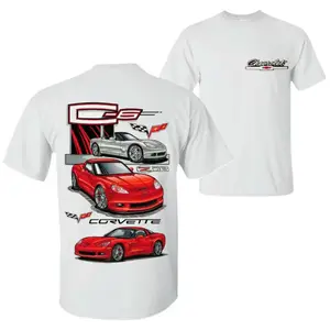 Corvette C6 Z06 2 Sided T-shirt, Chevrolet Corvette Sports Car Graphic Tee, Classic C6 Corvette Racing Shirt For Car Enthusiasts & Auto Lovers, Gift For Him