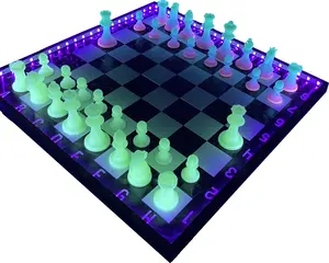 DAM Merch's LED Illuminated Glow in the Dark Standard Size Chess Set - Made in USA with Blacklight LED Lights