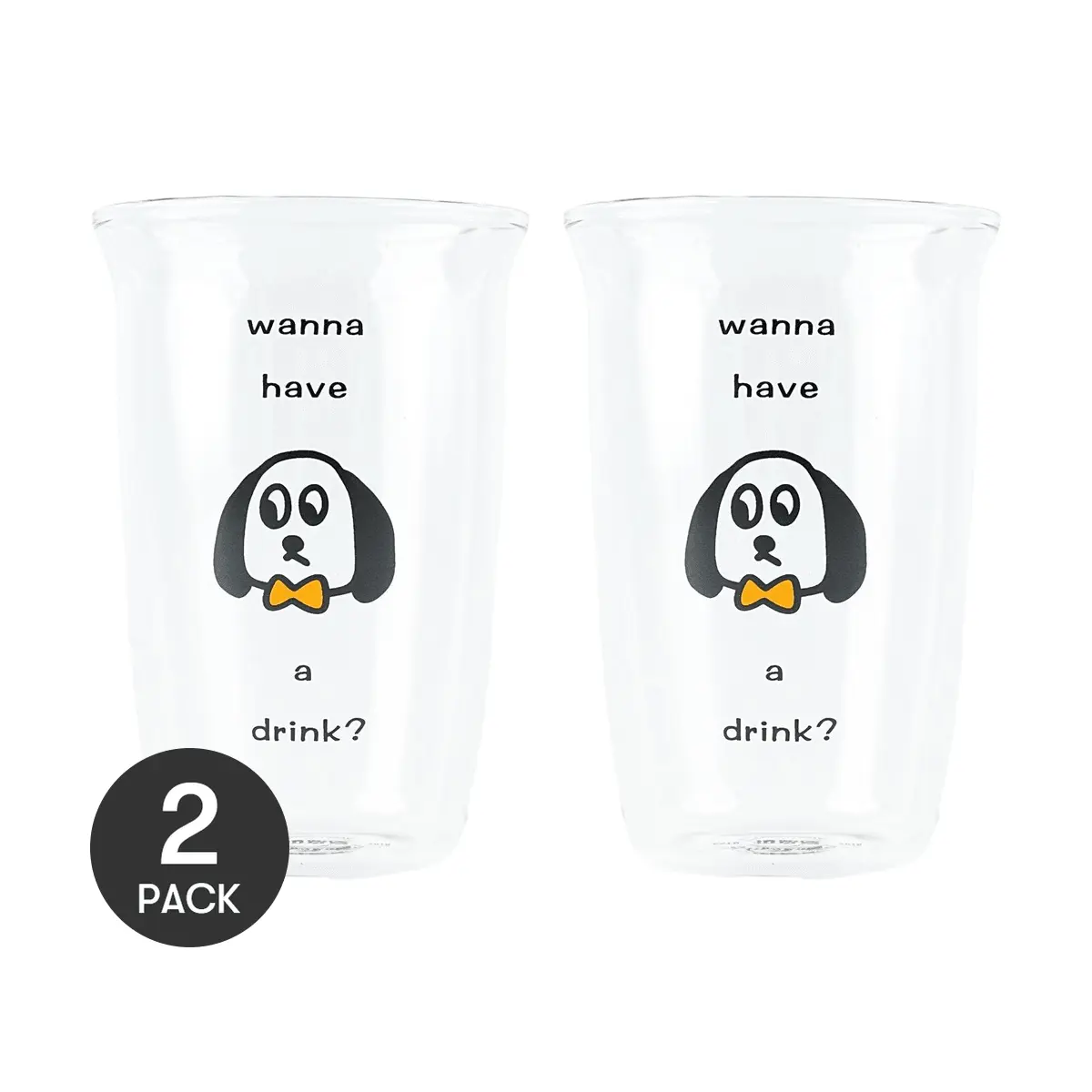 2 Pack KAWASIMAYA Original Borosilicate Glass Cups - 500ml Heat Resistant Drinking Glasses for Coffee, Juice, Milk, Beverages