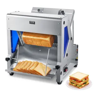 VEVOR Electric Bread Slicer, 370W Bread Slicing Machine, Die-Cast Aluminum Countertop Bread Cutter Machine for 12mm Slice Thickness, Commercial Home Use for Bakeries Restaurants, 120V