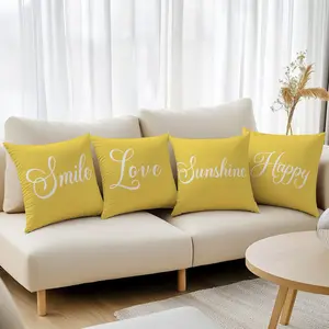 4 Piece Simple Positive Blessing Pillowcases, Single-Sided Print, Home Decorative Pillows for Living Room Bedroom, No Filler Included
