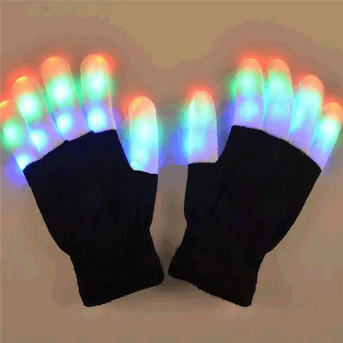 Blinkee 24000 Black & White Gloves with LED Fingers, Multi Color