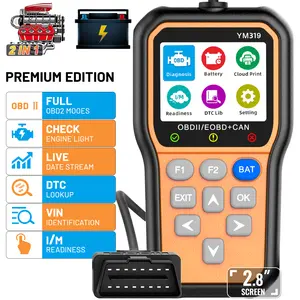 OBD2 Scanner Diagnostic Tool - Battery Tester 2-in-1, Read/Clear Car Check Engine Light Code Reader - OBDII Scanner Tool and Battery Charging Component Test
