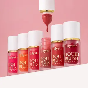 6 Color Jelly Lip Cheek Blush Rouge Liquid, Lip Cheek Tint, High Pigmentation, Contouring, Suitable for Various Western Makeup Styles, Radiant Glow Finish