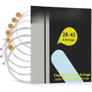 Nylon Guitar Strings Ball End for Classical Guitar Acoustic Strings, Vacuum-sealed  Plated, 85/15 Bronze, 6 String Set, Light Gauge, Normal Tension, 28-43