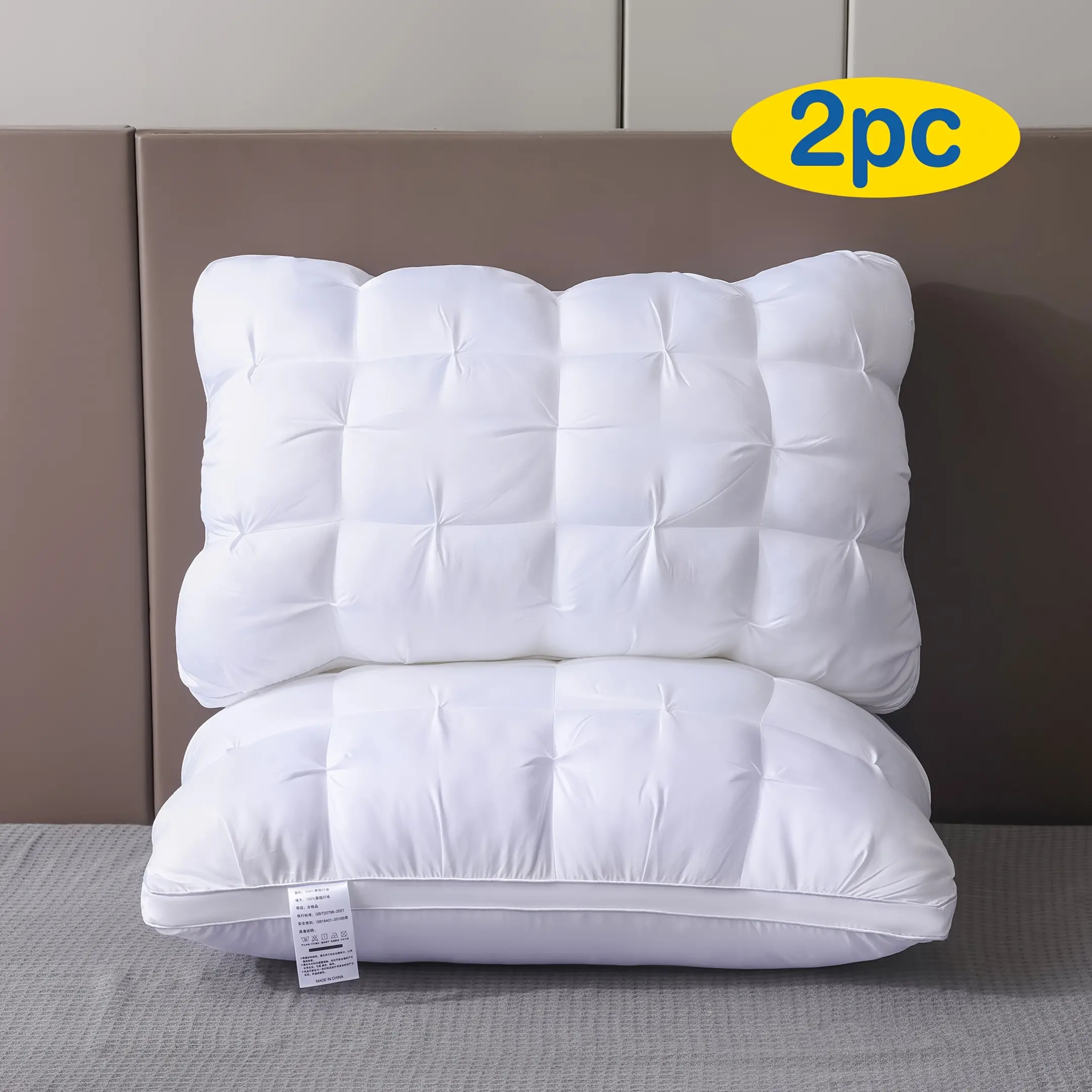 2pcs Standard 5-Star Hotel Quality Sleeping Pillows  - 100% Polyester Zipper Cover, Anti-Allergic, Soft Luxury Neck Support, All-Season Non-Collapse High Core, Machine Washable, Ideal for Prone Sleepers & Home Gifting homedecor