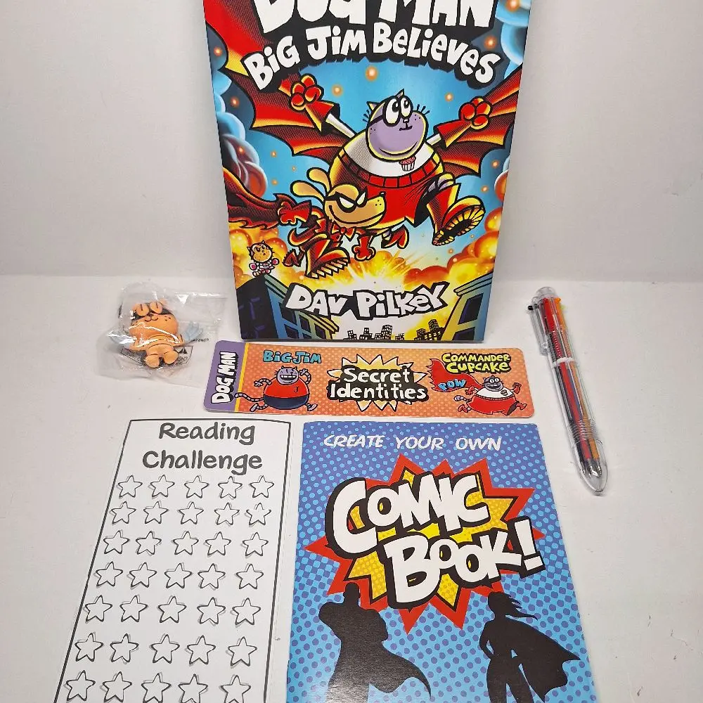 Dog Man Book Bundle - Includes Big Jim Believes, Secret Identities Bookmark, Create Your Own Comic Book, Reading Challenge, and Fun Accessories