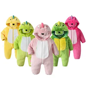 TONWHAR Multi Color Dinosaur Costumes for Children,Baby Soft Warm Halloween One Piece Pajamas,Unisex Baby Animal Onesie,Animal Costumes for Kids,Rose Pink Dinosaur Outfit for Toddler
