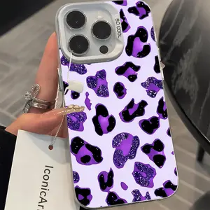 A purple leopard print pattern electroplated anti-drop phone case, suitable for iPhone 17 Air/16 Plus/15 Pro Max/14 Pro/13/12/11/XS Max/X phone case, the best choice for holiday gifts to family, friends, lovers, girlfriends CY263
