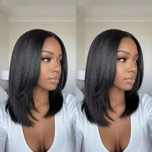 [New In] BGMgirl Wear Go 9x6 TPart Layered Cut Bob Yaki Straight Pre Everything Pre Bleached Knots Wear Go Pre Plucked HairlineWig Lace Draw-String Glueless Human Hair Wig eve valentines day gift